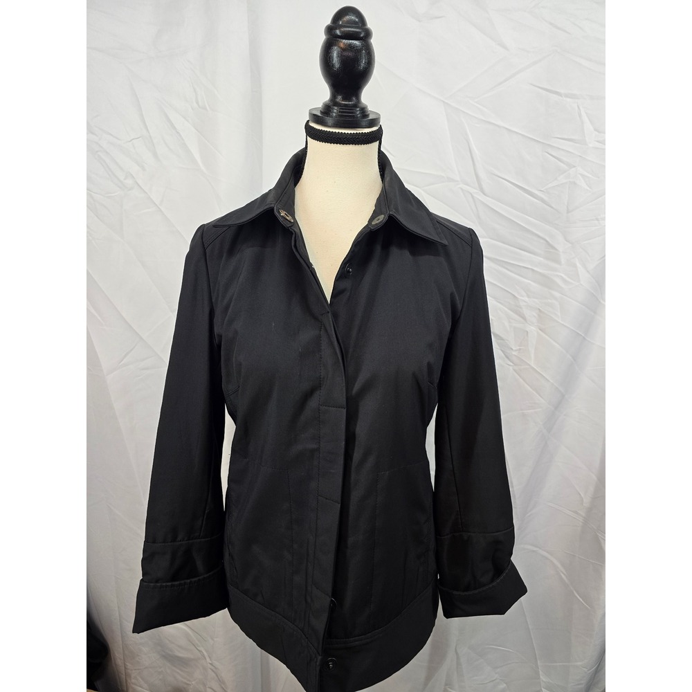 Gap Womens Black Utility Jacket XS Hidden Button Front‎ Long Sleeve RN 54023